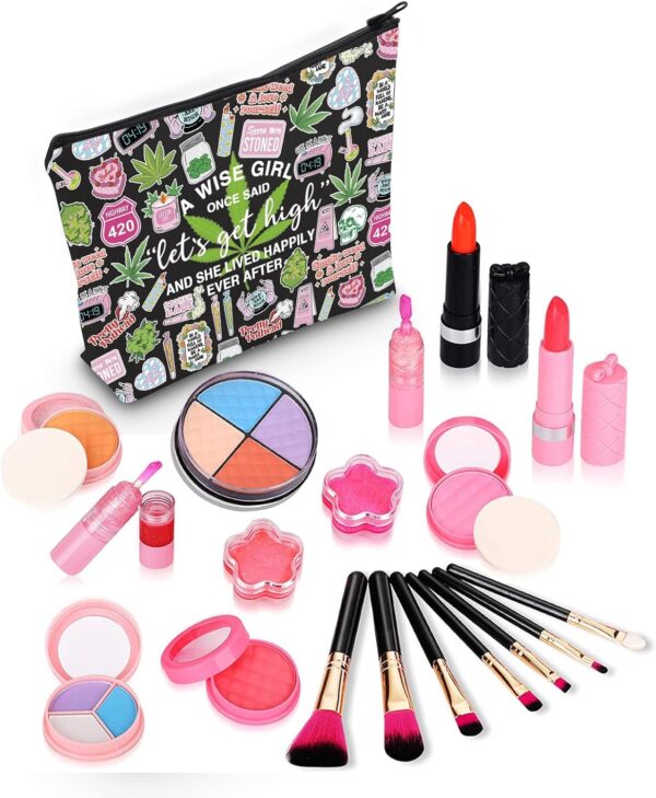 ZJXHPO Funny Marijuana Weed Leaf Makeup Cosmetic Bag Let's Get High Makeup Bag Weed Gift 420 Gift (BL Let's get high) - Image 4