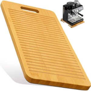 Sliding Tray for Coffee Maker, Appliance Slider Bamboo with Rolling Rubber Wheels for Heavy Kitchen Appliances, Coffee Pot Slider Tray for Countertop(16"D x 13"W)