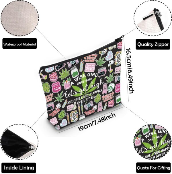 ZJXHPO Funny Marijuana Weed Leaf Makeup Cosmetic Bag Let's Get High Makeup Bag Weed Gift 420 Gift (BL Let's get high) - Image 3