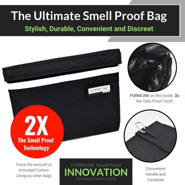 Formline Smell Proof Bag (7x6 inches) with Double the Odor Proof Technology - Scent Proof Pouch Eliminates All Scents. Perfect for Travel and Easily fits into Backpack or Purse - Image 2