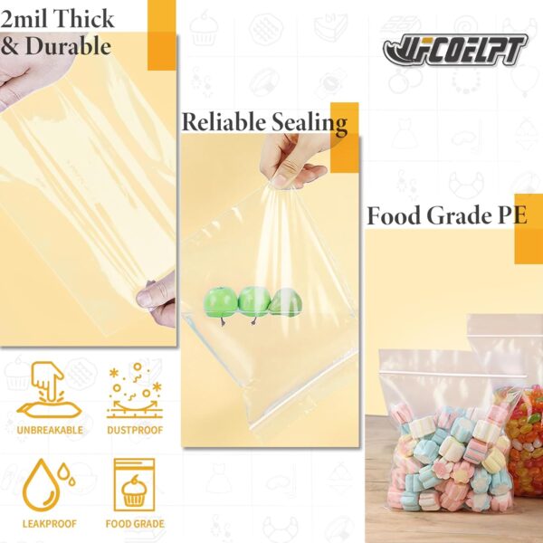 5 Various Gallon Size Zip Plastic Bags (Pack of 100), 1/1.3/1.5/2/3 Gal, 2 mil each 20 Count Food Grade Reclosable Zip Top Lock Bags for Home & Kitchen - Image 6