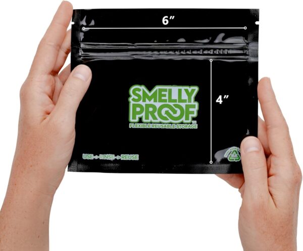 10pk 4-MIL Thick HEAVY DUTY Smelly Proof Reusable Bags Black, USA-Made, Reusable Food Storage Bags, Reusable Sandwich Bags, Reusable Freezer Bags, Non-Silicone Bags, 10 x Reusable Ziplock Bag, 6" x 4" - Image 2