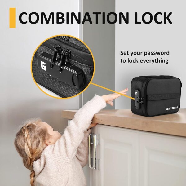 Lock Bag with Combination Medicine Bag Travel Lunch Black - Image 5