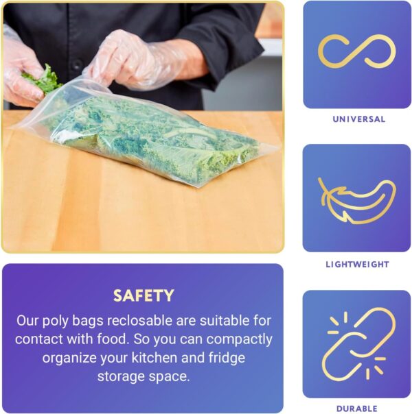 Clear Zip Bags 14 x 16 Inch. Pack of 100 Plastic Reclosable Zipper Bags 2 Mil. Resealable Plastic Bags. Waterproof Poly Bags Reclosable. Baggies for Weed, Pills, Jewelry, Samples - Image 4