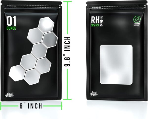 Offical 1 Ounce Bags - 50 Pack Terpene Curing 58%-62% RH Humidity 2-Way Control Lock & Seal Storage & Curing Bags Heat Sealable 6" x 9.8" x 3.15" Inch (1oz, 28g) - Image 4