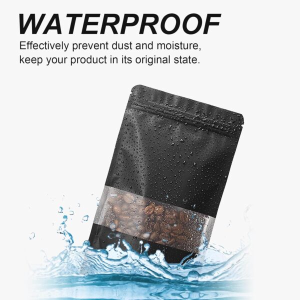 100 Pieces Resealable Mylar Bags, Stand Up Smell Proof Bags with Matte Window, Zipper Lock Foil Pouch Packaging (Black, 3.5 X 5.1 Inch) - Image 4