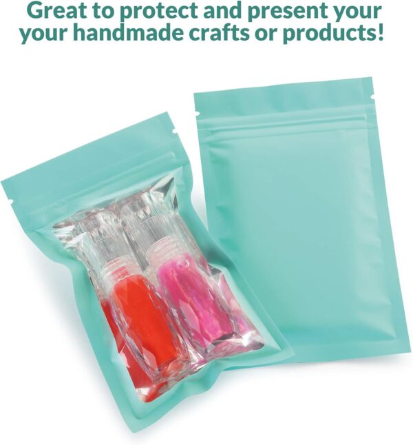 Mylar Bags with Ziplock 3.3 x 5.5" | 100 Bags | Robins Blue Egg | Sealable Heat Seal Bags for Candy and Food Packaging, Medications and Vitamins | For Liquid and Solids (Robins Blue Egg, 3.3" x 5.5") - Image 6