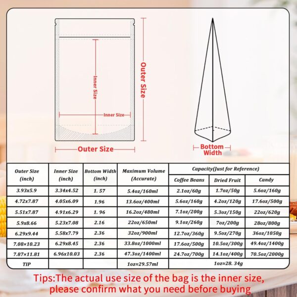 100 Pack Mylar Smell Proof Bags, Resealable Black Stand Up Pouch Bags Foil Sealable Bags for Packaging, 4.72×7.87 Inch - Image 4