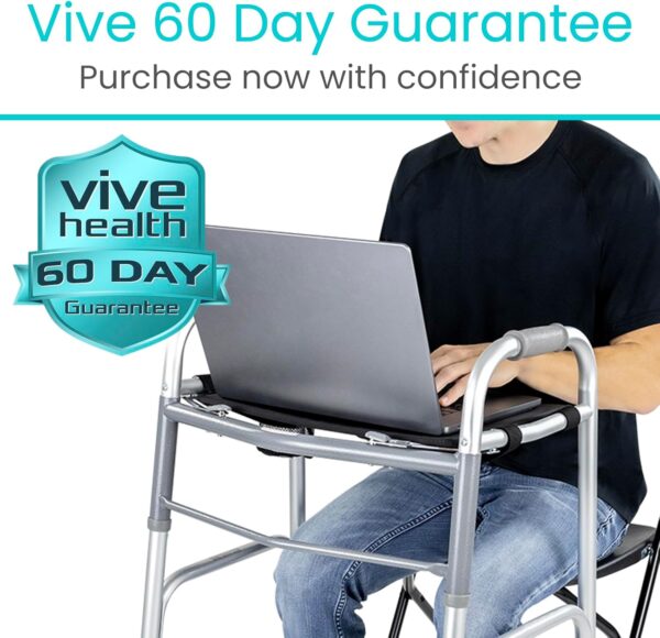 Vive Walker Tray for Folding Walker - (w/Cup Holder) - Adult Mobility Accessories - Fits Standard Walkers - Medical Table for Seniors Non Slip Mat for Food - Removable & Easy Assembly (Black) - Image 9