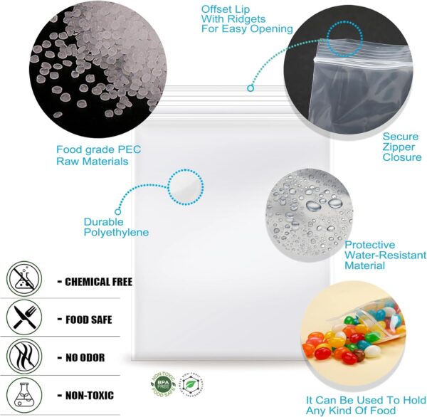 1.5''x 1.5'', (Pack of 100) 2 mil Thick Clear Plastic Reclosable Zip Poly Bags with Resealable Lock Seal Zipper for Photo, Jewelry, Bakery, Treats, Travel, Storage, Packaging & Shipping… - Image 5