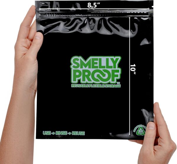 10pk LARGE Black Reusable Bags, Washable Ziplock Bags, US-Made, BPA & PEVA FREE, Non-Silicone Zip Lock Reusable Food Storage Bags, 4-MIL Reusable Freezer Bags, 10 x Smelly Proof Bags Quart 8.5" x 10" - Image 2