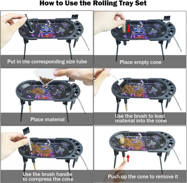 Pre Roll Machine, Mivikee Cigarette Rolling Machine, Rolling Tray Set for Cone, Cone Loader for King Size&1 1/4 Size, Includes Foldable Stand Cone Filler, Cone Funnel & Brush - Image 3