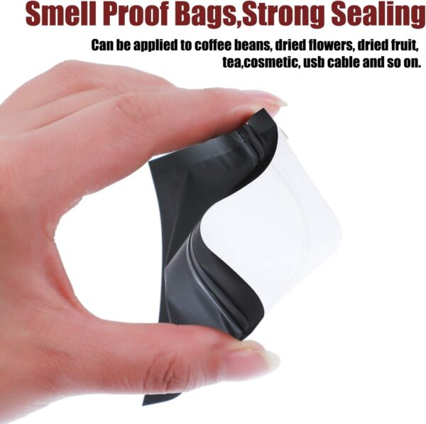 Blulu 100 Pieces Resealable Foil Proof Bag Foil Pouch Flat Bag for Party Favor Food Storage(4 x 6 Inches,Black) - Image 3