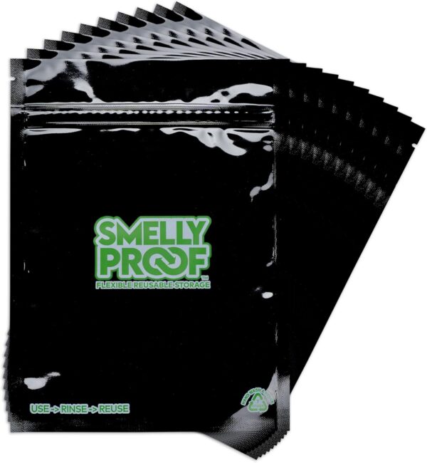 10pk 4-MIL Reusable Food Storage Bags, Reusable Sandwich Bags, Reusable Freezer Bags, BPA Free, No PEVA, Non-Silicone Bags for Food Storage, Reusable Snack Bags, 10 Black Smelly Proof Bags 6.5" x 7.5"