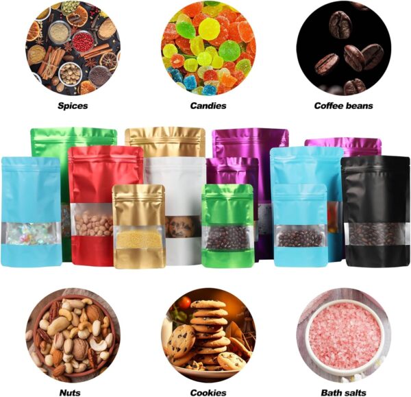100 Pack Smell Proof Bags, Resealable Mylar Bags with Matte Window, Foil Pouch Stand-up Bags for Food Self Sealing Storage, Scratch Resistant Hand Storage Bags.(Black, 3.9×5.9 Inch) - Image 5