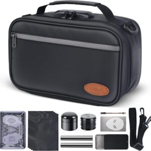BOYISTARGLarge Storage Bag with 10 Small Items ，Combination Lock, Portable Lock Bag Set Travel Case Great Christmas Gifts for Men, Black