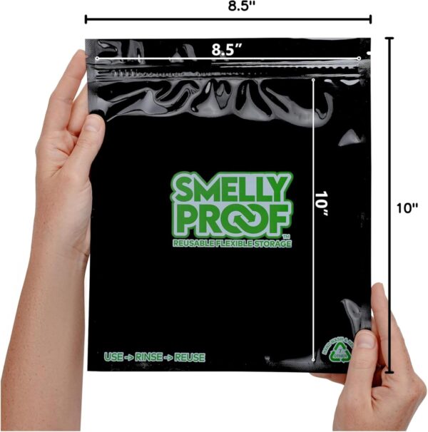 10pk LARGE Black Reusable Bags, Washable Ziplock Bags, US-Made, BPA & PEVA FREE, Non-Silicone Zip Lock Reusable Food Storage Bags, 4-MIL Reusable Freezer Bags, 10 x Smelly Proof Bags Quart 8.5" x 10" - Image 6
