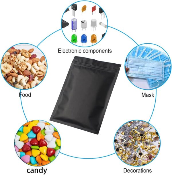 STUs 100 Pack Smell Proof Stand-Up Bags 4 x 6 Inch Resealable Mylar Bags Foil Pouch Double-Sided Bag Matte Black - Image 5