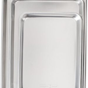 Nordic Ware Naturals 3 Piece Set - USA Made Aluminum Commercial Quality Sheet Pan for Baking or Roasting, Encapsulated Galvanized Steel Rim Prevents Warping; Half Sheet, Jelly Roll and Quarter Sheet
