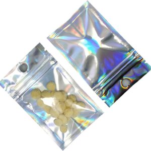 PABCK 200 Pcs Clear Mylar Bag 2.3x3.9 inch (Inside Size 1.9x2.5 inch) Resealable Foil Pouch Heat Seal Bags with Hang Hole for Zip Food Storage Lock Bag Reclosable Airtight Zipper Lock Packaging