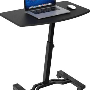 SHW Mobile Height Adjustable Laptop Rolling Cart with Height Adjustment from 28" to 33", Black