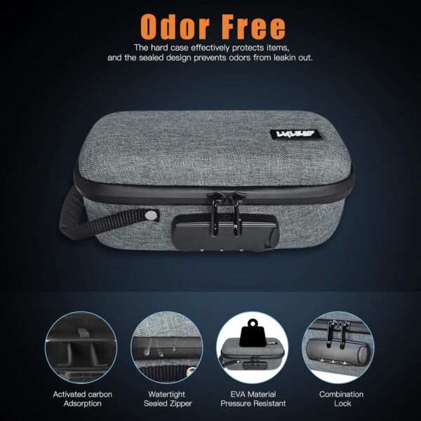 Smell Proof Bag Container with Lock, Small Stash Box, Portable Hard Case for Travel Storage(8 * 4Inch) - Image 2
