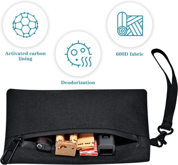 Small Smell Proof Bag, Smell Proof Pouch Container,Tash Travel Storage Pouch Pocket (BLACK) - Image 4
