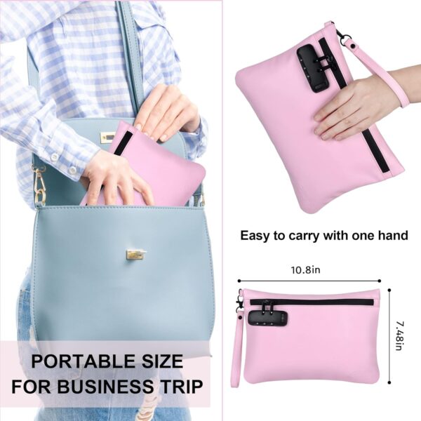 PU Large Storage Organization Bag with 8 Small Items, Portable Storage Case with Combination Lock For Bag Set Travel Case Gifts for Women Pink - Image 6