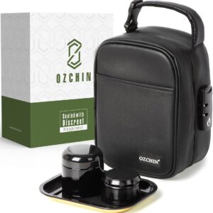 OZCHIN Large Smell Proof Bag with Combination Lock Odor Proof Lock Box Travel Storage Case Activated Charcoal Bag Great Christmas Gift (Jet Black)