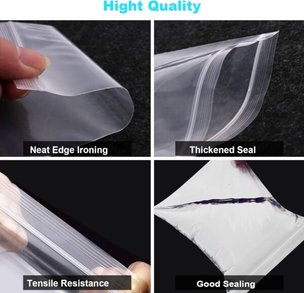 400 Pcs Small Plastic Bags, Resealable Clear Jewelry Bags, Small Baggies, Poly Reclosable Mini Bag, 4 Assorted Sizes 6x3.9 4.7x3.1 3.5x2.3 2.7x2IN, 2 Mil Zipper Bag for Jewelry Pill Packaging VOPTON - Image 3