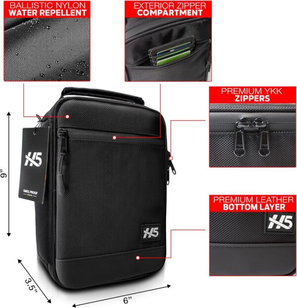 H5 Large Smell Proof Stash Box Set - Premium YKK Zippers - Odor Proof Dog Tested Bag Plus Smellproof Container, 4X Resealable Pouches, Strap, Combo Lock- Smell Proof Case/No Scent Travel Storage Bag - Image 3