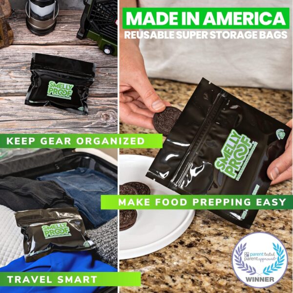 10pk 4-MIL Thick HEAVY DUTY Smelly Proof Reusable Bags Black, USA-Made, Reusable Food Storage Bags, Reusable Sandwich Bags, Reusable Freezer Bags, Non-Silicone Bags, 10 x Reusable Ziplock Bag, 6" x 4" - Image 3