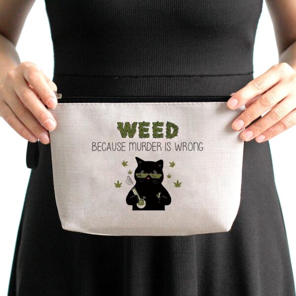 Hanamiya Na Funny Weed Leaf Makeup Bag Zipper Pouch Travel Bag Toiletry Bag for Women Stoner Friend Bestie Birthday Gifts, Funny Unique Humor Novelty Sarcasm Magic Makeup Bag - Because M is Wrong - Image 7