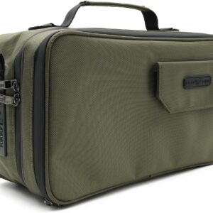 Large Storage Case with TSA Combination Lock Bag, Portable Carbon Lined, XL Medicine Lockable Box for Travel & Home Secured Box Organizer Divider Jars Accessories, Removable Tray (Green)