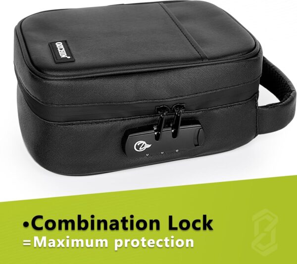 OZCHIN Large Smell Proof Bag with Combination Lock Odor Proof Lock Box Travel Storage Case Activated Charcoal Bag Great Christmas Gift (Jet Black) - Image 3