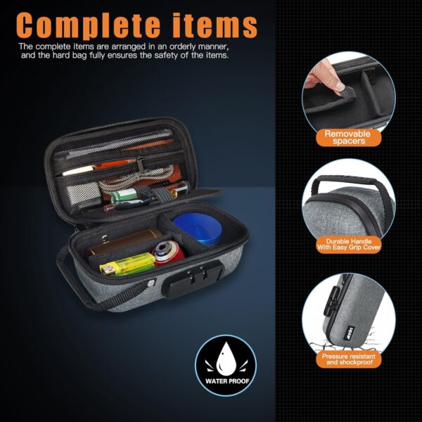 Smell Proof Bag Container with Lock, Small Stash Box, Portable Hard Case for Travel Storage(8 * 4Inch) - Image 3