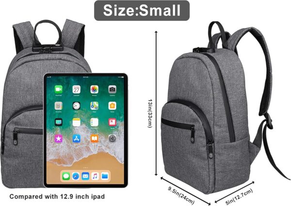 FIREDOG Mini Smell Proof Backpack with Lock, Smell Proof Bag for Men Women Travel (Grey) - Image 2
