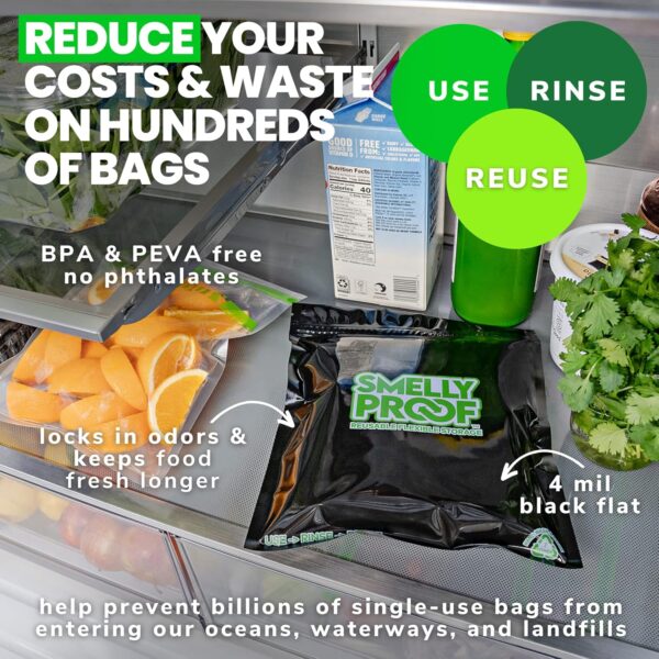 10pk LARGE Black Reusable Bags, Washable Ziplock Bags, US-Made, BPA & PEVA FREE, Non-Silicone Zip Lock Reusable Food Storage Bags, 4-MIL Reusable Freezer Bags, 10 x Smelly Proof Bags Quart 8.5" x 10" - Image 5