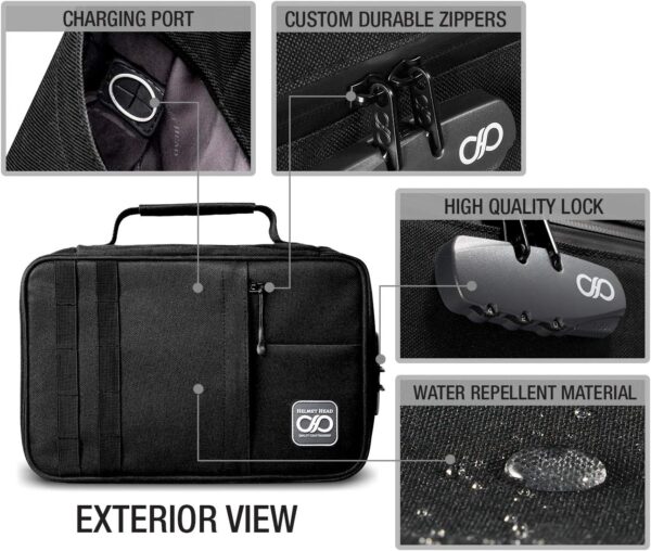 HELMET HEAD Smell Proof Bag and Stash Box XL Smell Proof Box with Combo Lock for Your Mylar Bags and Containers. Includes Grinder Card and Metal Tray (Black) - Image 3