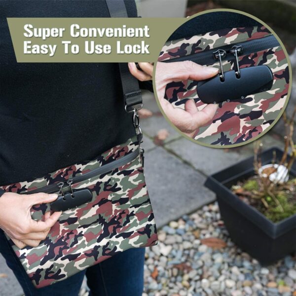 Smell Proof Bag Odor Proof Stash Bag with Combination Lock, Cool Travel Storage Case (CAMO) - Image 4