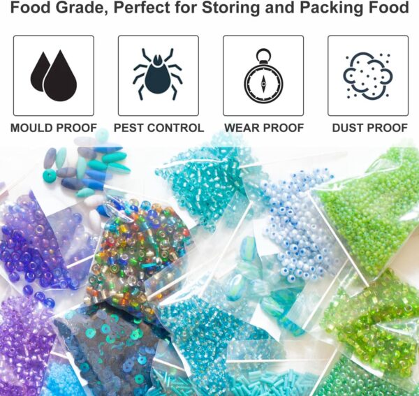 1.5''x 1.5'', (Pack of 100) 2 mil Thick Clear Plastic Reclosable Zip Poly Bags with Resealable Lock Seal Zipper for Photo, Jewelry, Bakery, Treats, Travel, Storage, Packaging & Shipping… - Image 6