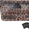 Storage Bag with Combination Lock 11" x 7.5" Money Cosmetic Organizer Medicine Lock Bag Travel Storage Case Pouch Great Christmas Gift for Women Leopard