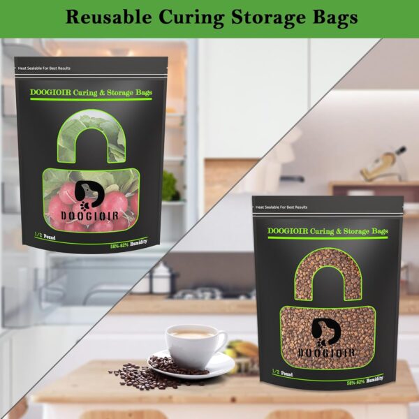 1/2 LB Curing & Storage Bags Double-Tracked Zip Closure Heat Sealable, Reusable Humidity Control Bags (13.8 x 10.4 in, 5 Pack) - Image 6