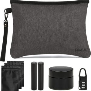 HOMEAL Smell Proof Bag, Smell Proof Container, Smell Proof Stash Bag, Odor Proof Pouch, Stash Storage Kit (Black)