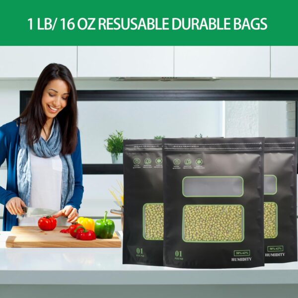 1 Pound Storage Terp Bags, 5 Pack Lock & Seal Heat Sealable Humidity Curing Bags, 16 Ounce, Black - Image 4