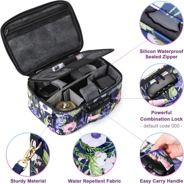 Smell Proof Bag With Combination Lock, Large Stash Box, Odor Proof Container, Portable Travel Storage Case, Activated Charcoal, Purple - Image 2