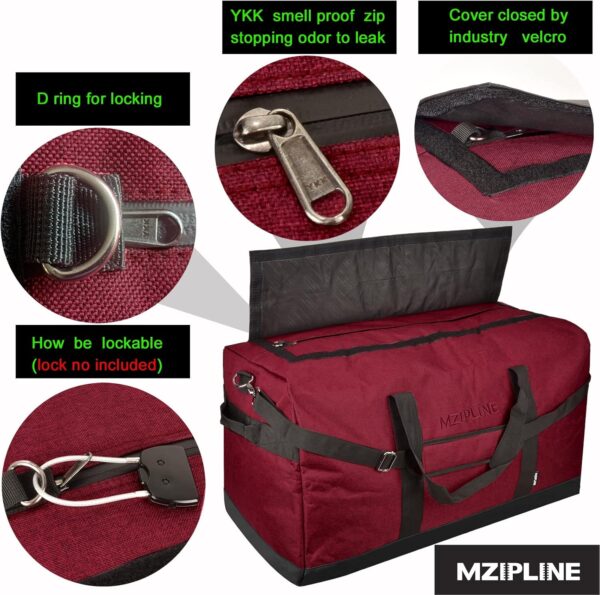 Smell Proof Duffle Bag,130L Foldable Travel Duffel Bag Large Scent Odor Proof Sport Gym Overnight Weekender Bag,Big Capacity Smell Proof Stash Travel Duffel Bag With Carbon Lining - Image 3