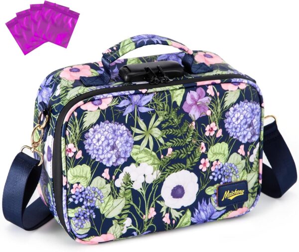 Smell Proof Bag With Combination Lock, Large Stash Box, Odor Proof Container, Portable Travel Storage Case, Activated Charcoal, Purple