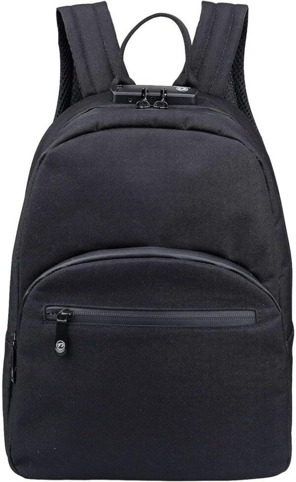 FIREDOG Mini Smell Proof Backpack with Lock for Men Women, Smell Proof Bookbag for Travel (Black)