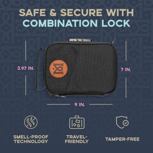 MAGICAL BUTTER Smell-Proof Bag with Combination Lock - Portable Smell-Proof Bag with Tray & Smell-Proof Jar - Secure Organizer Bag for Travel Packing, Portable Storage & Lunch - Black - Image 3